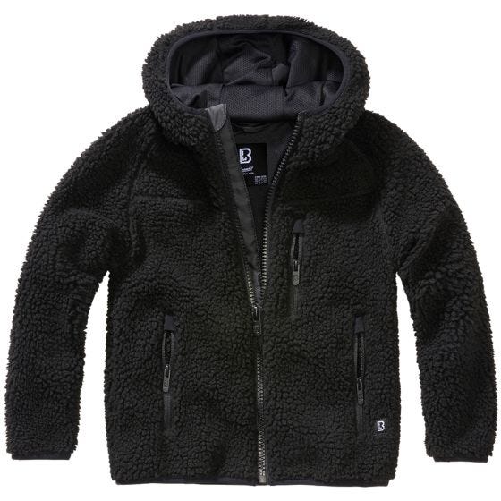 Brandit Kinderen Teddyfleece Jack met capuchon - Zwart
