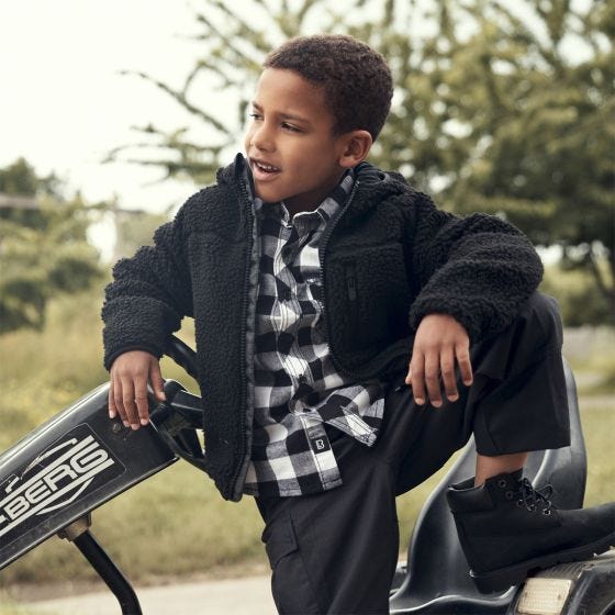 Brandit Kinderen Teddyfleece Jack met capuchon - Zwart