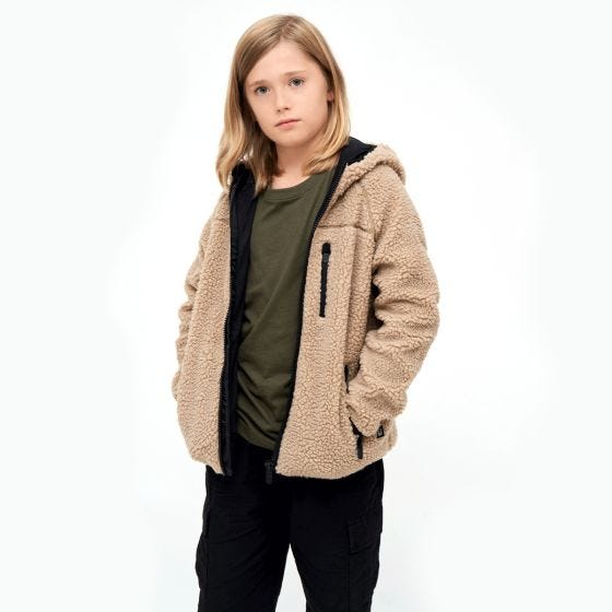 Brandit Kinderen Teddyfleece Jack met capuchon - Camel