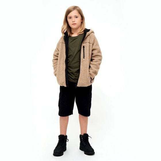 Brandit Kinderen Teddyfleece Jack met capuchon - Camel