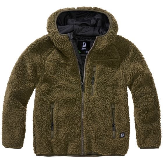 Brandit Kinderen Teddyfleece Jack met capuchon - Olijf
