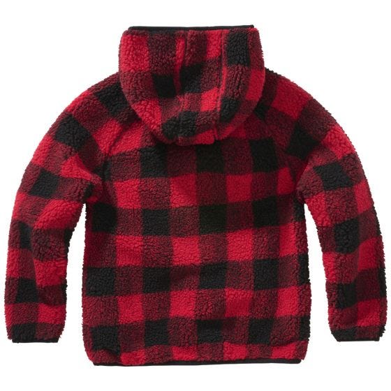 Brandit Kinderen Teddyfleece Jack met capuchon - Rood/Zwart