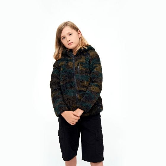 Brandit Kinderen Teddyfleece Jack met capuchon - Woodland