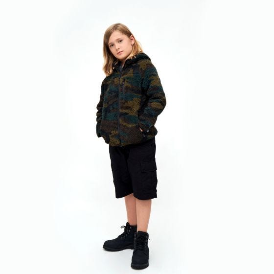 Brandit Kinderen Teddyfleece Jack met capuchon - Woodland