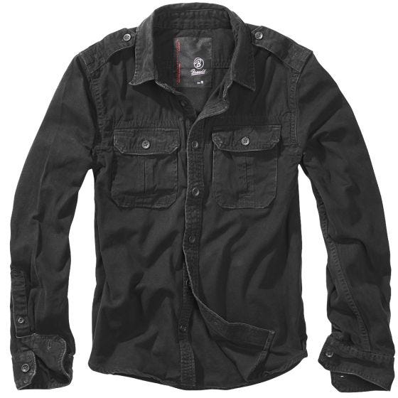 Brandit Vintage Overhemd met Lange Mouwen - Zwart