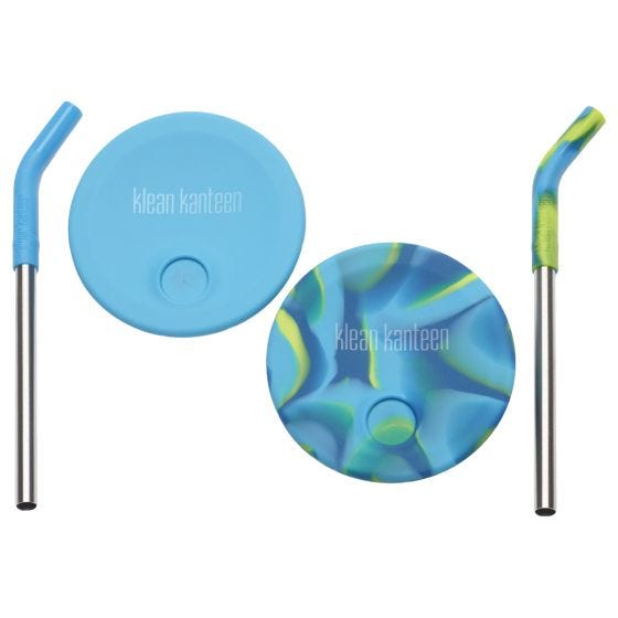 Klean Kanteen Kid's Cup Straw Lid 2-Pack - Blauw/Blauw Tie Dye