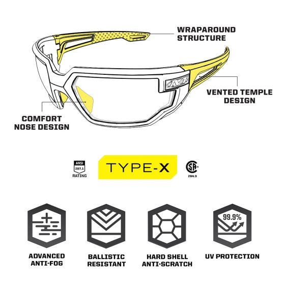 Mechanix Wear Vision Type-X F Standaard brillen - Amberlens zwart frame