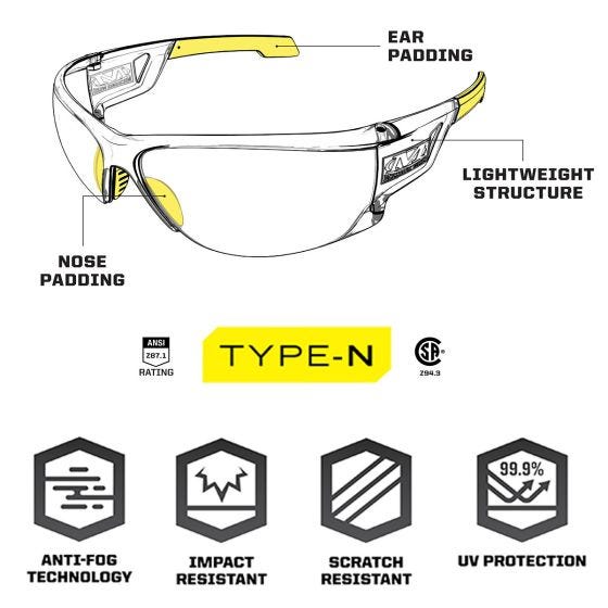 Mechanix Wear Vision Type-N S Standaard brillen - Heldere lens Helder frame