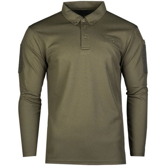 Mil-Tec Poloshirt met Lange Mouwen Tactisch Snel Drogend - Olijf