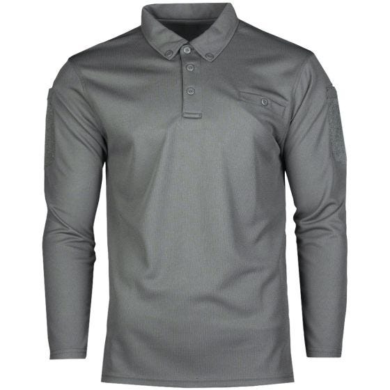 Mil-Tec Poloshirt met Lange Mouwen Tactisch Snel Drogend - Urban Grey
