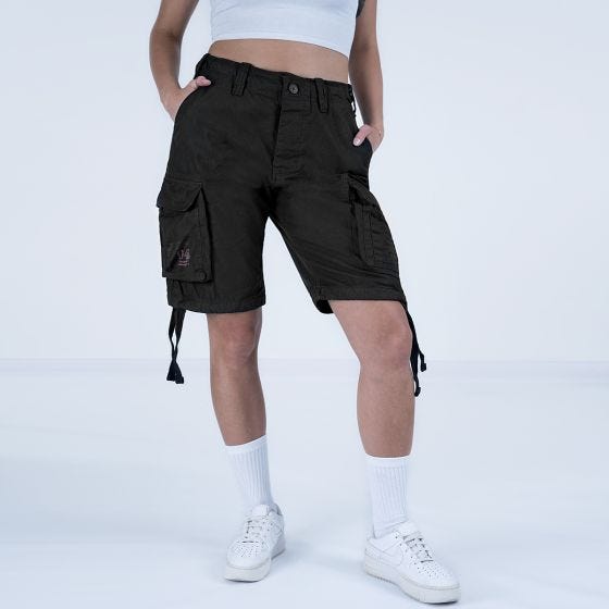 Surplus Airborne Vintage Short Dames - Gebleekt Zwart