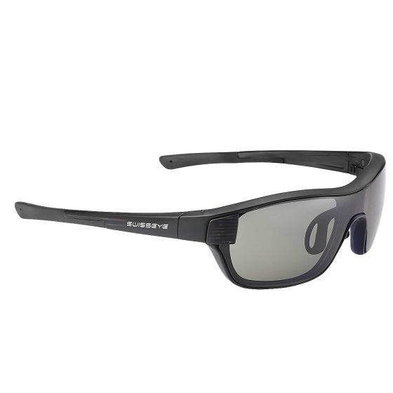 Swiss Eye M-Cover S Zonnebril - Rook + oranje + heldere lens / zwart mat gestript frame