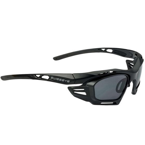 Swiss Eye M-Cover 6C Zonnebril - Inzetstuk zwart/rook, reserve oranje lenzen/zwart mat/zwart frame