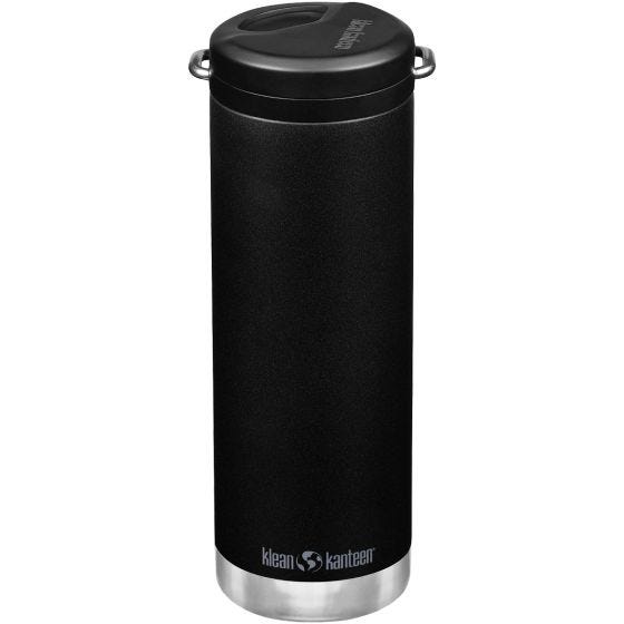 Klean Kanteen TKWide Cafe Cap Geïsoleerde Fles 592 ml Twist Cap w/Straw - Zwart