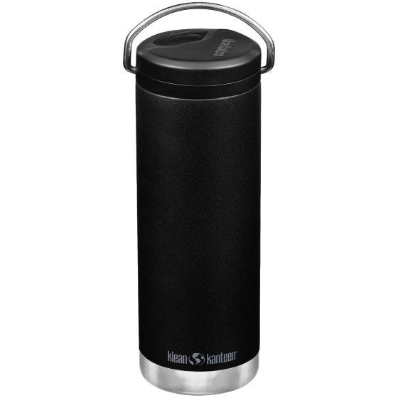 Klean Kanteen TKWide Cafe Cap Geïsoleerde Fles 592 ml Twist Cap w/Straw - Zwart