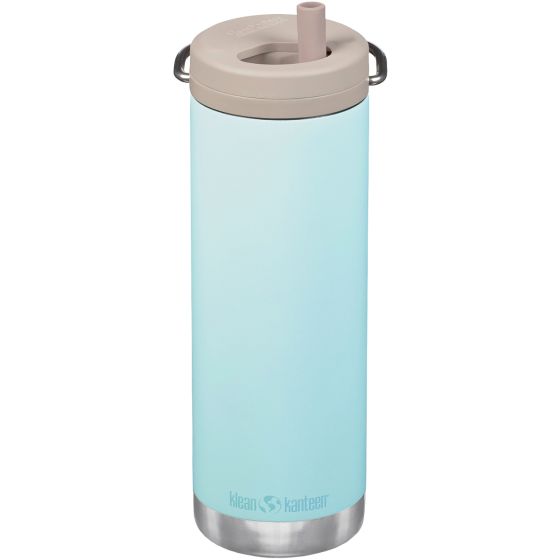 Klean Kanteen TKWide Cafe Cap Geïsoleerde Fles 592 ml Twist Cap w/Straw - Blue Tint