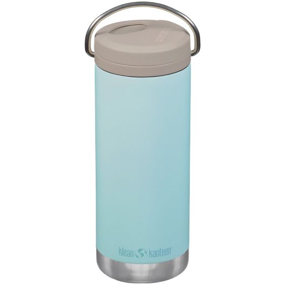 Klean Kanteen TKWide Cafe Cap Geïsoleerde Fles 473 ml Twist Cap w/Straw - Blue Tint