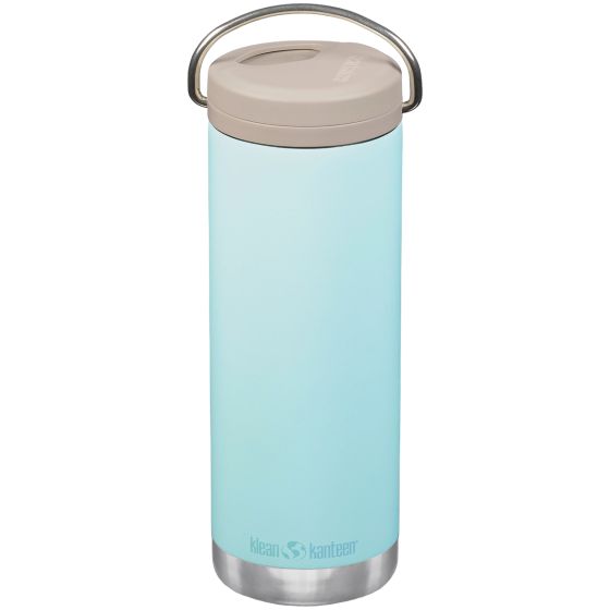 Klean Kanteen TKWide Cafe Cap Geïsoleerde Fles 592 ml Twist Cap w/Straw - Blue Tint