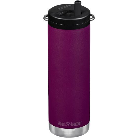 Klean Kanteen TKWide Cafe Cap Geïsoleerde Fles 592 ml Twist Cap w/Straw - Purple Potion