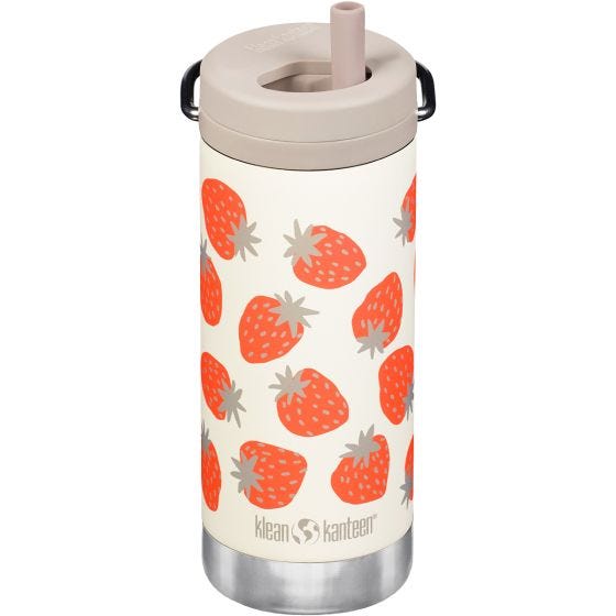 Klean Kanteen TKWide 355ml Geïsoleerde fles Twist Cap w/Straw - Strawberries