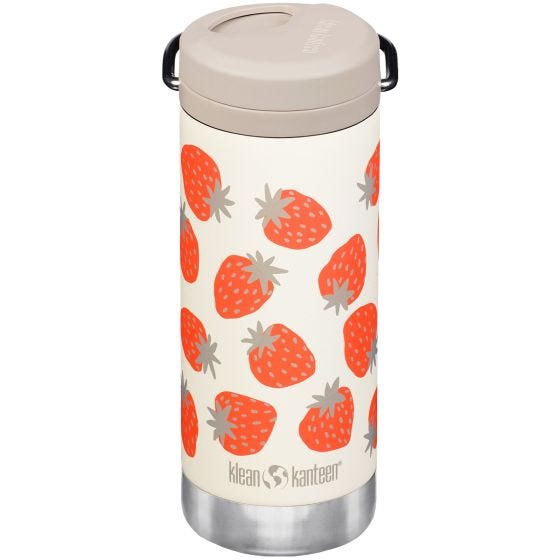 Klean Kanteen TKWide 355ml Geïsoleerde fles Twist Cap w/Straw - Strawberries