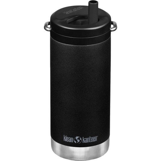 Klean Kanteen TKWide 355ml Geïsoleerde fles Twist Cap w/Straw - Zwart