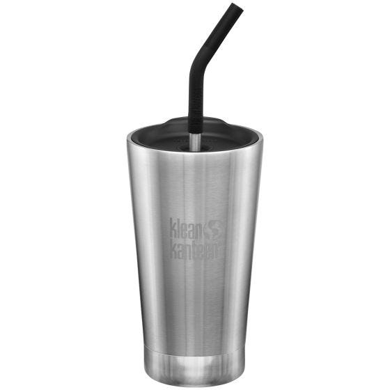 Klean Kanteen Straw Lid Vacuüm Geïsoleerde Beker 473 ml - Geborsteld Roestvrij