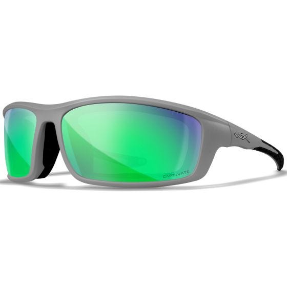 Wiley X WX Grid Standaard brillen - Captivate Polarized Green Mirror Lenses / Matte Cool Grey Frame