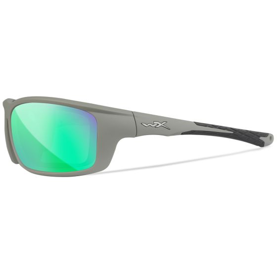 Wiley X WX Grid Standaard brillen - Captivate Polarized Green Mirror Lenses / Matte Cool Grey Frame