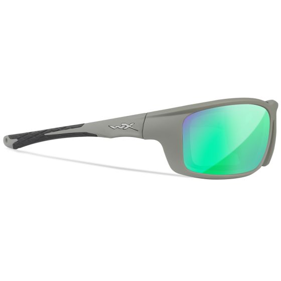 Wiley X WX Grid Standaard brillen - Captivate Polarized Green Mirror Lenses / Matte Cool Grey Frame