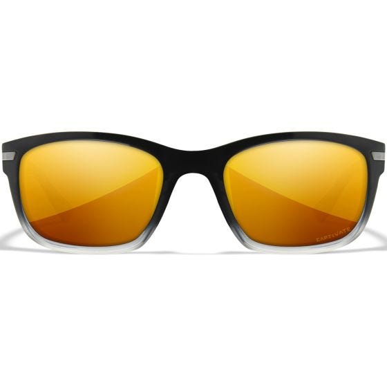 Wiley X WX Helix Standaard brillen - Captivate Polarized Bronze Mirror Lenses / Gloss Black Fade to Clear Crystal