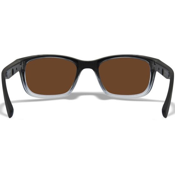Wiley X WX Helix Standaard brillen - Captivate Polarized Bronze Mirror Lenses / Gloss Black Fade to Clear Crystal