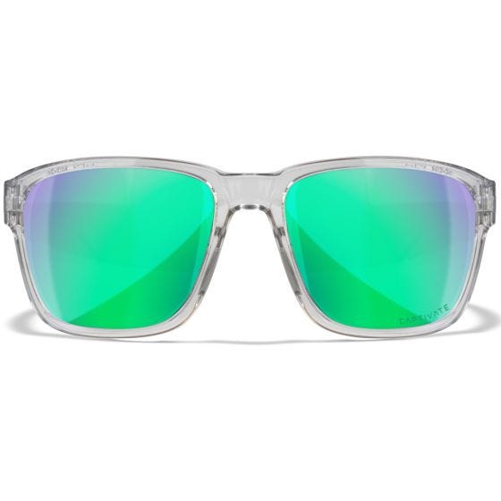 Wiley X WX Trek Standaard brillen - Captivate Polarized Green Mirror Lenses / Gloss Crystal Light Grey Frame
