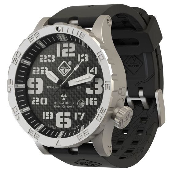 Hazard 4 Heavy Water Diver Titanium Tritium Horloge - Carbon Blue/Rood