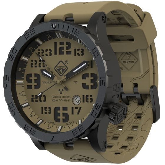 Hazard 4 Heavy Water Diver Titanium Tritium Horloge - Arid Brown GMT Groen/Geel