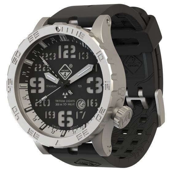 Hazard 4 Heavy Water Diver Titanium Tritium Horloge - Blacktie Wit GMT Blauw/Rood