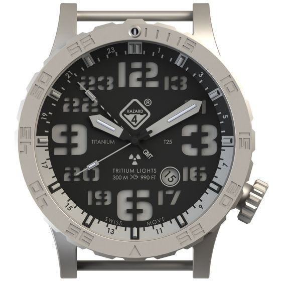 Hazard 4 Heavy Water Diver Titanium Tritium Horloge - Blacktie Wit GMT Blauw/Rood
