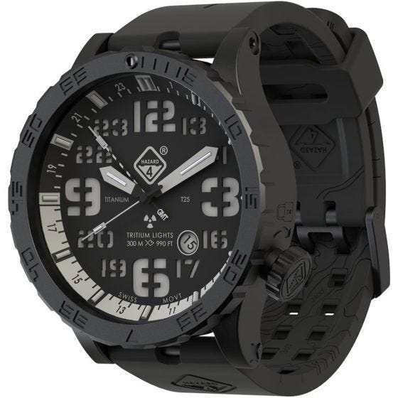 Hazard 4 Heavy Water Diver Titanium Tritium Horloge - Nightwatch Wit GMT Blauw/Rood