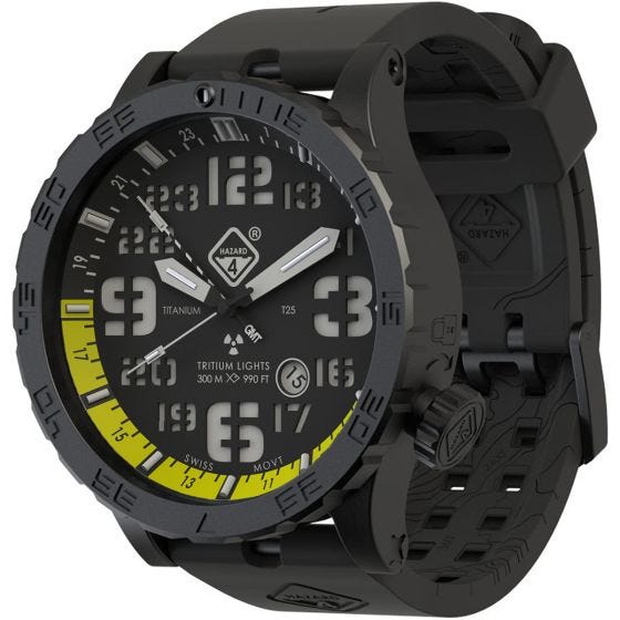 Hazard 4 Heavy Water Diver Titanium Tritium Horloge - Nightwatch Geel GMT Groen/Geel