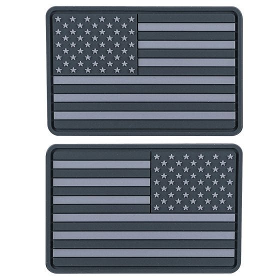 Helikon Small Subdued USA Flag PVC Patch (Verpakking met Twee Stuks) Grijs