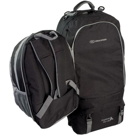 Highlander X-plorer Rugkoffer 45 + 15 L. - Zwart