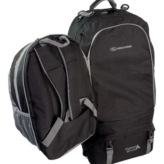 Highlander X-plorer Rugkoffer 80 + 20 L. - Zwart