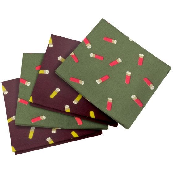 Jack Pyke Cartridge Zakdoek Verpakking met Vier Stuks - Wine/Groen