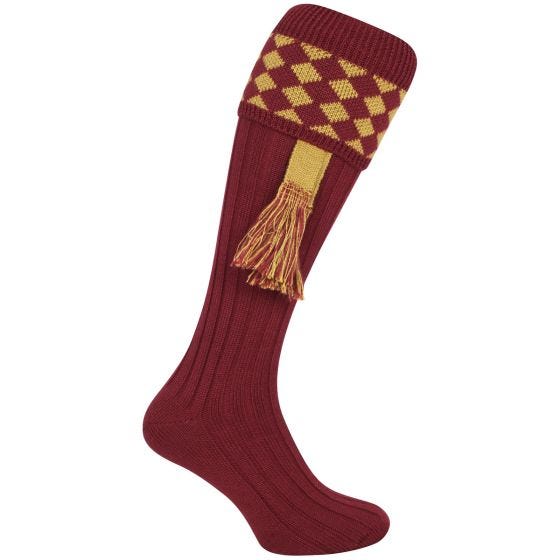 Jack Pyke Harlequin Schietsokken - Bordeauxrood/Goud