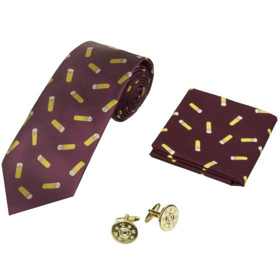 Jack Pyke Cartridge Cadeauset met Stropdas Zakdoek en Manchetknopen - Wine