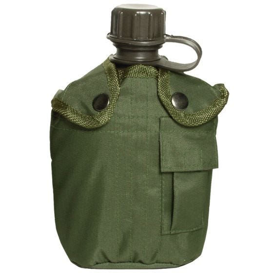Mil-Tec Veldfles met Hoes 1 Liter - Olijf