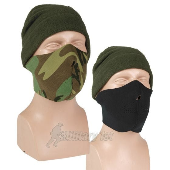 Mil-Tec Omkeerbaar Halfgelaatsmasker Neopreen - Zwart/Woodland