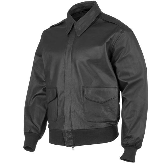 Mil-Tec A-2 Pilotenjack Leer - Zwart