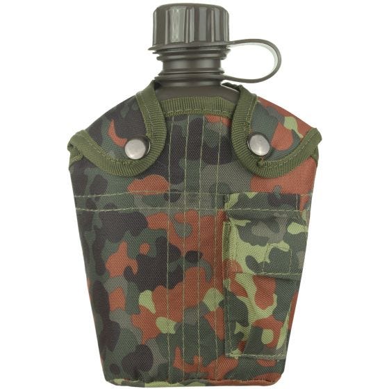 Mil-Tec Veldfles met Hoes 1 Liter - Flecktarn