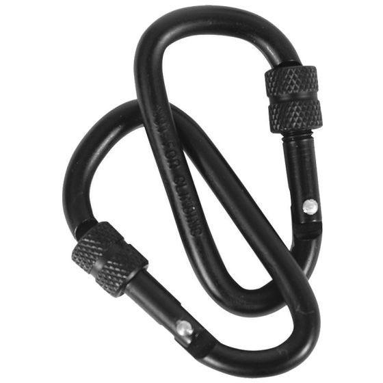Mil-Com Warrior Vergrendelbare Karabijnhaken 6 mm - Zwart